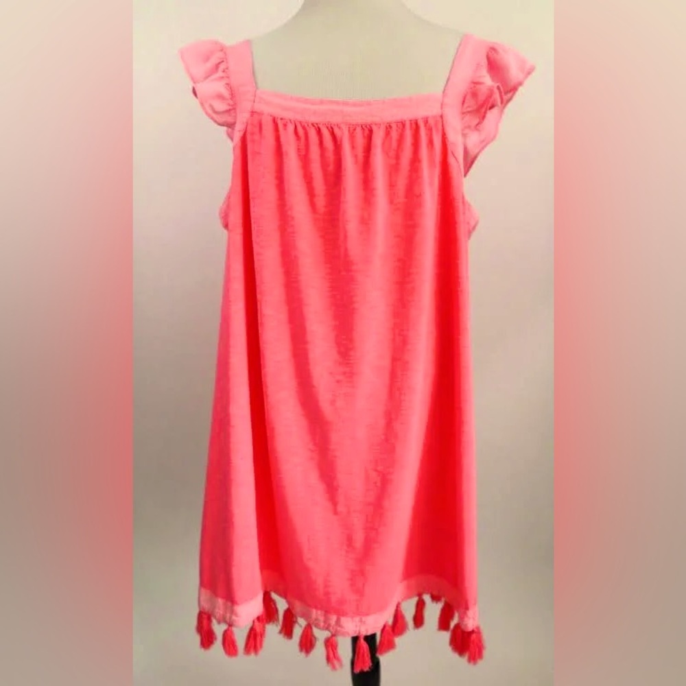 Vineyard Vines Ruffle & Tassle Trim Mini dress Cover up  in Neon Rosa Size Small